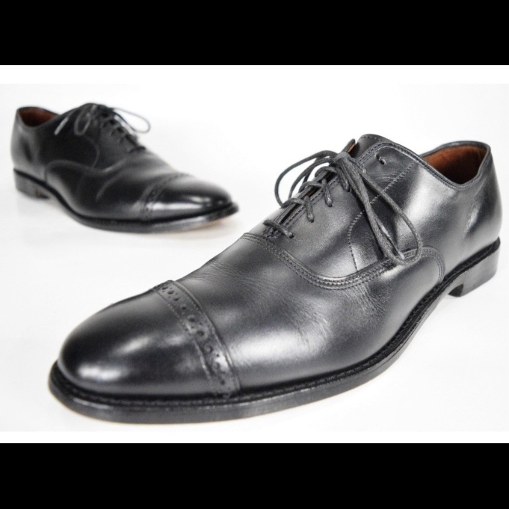 Allen Edmonds Black Cap-Toe Oxfords with Broguing